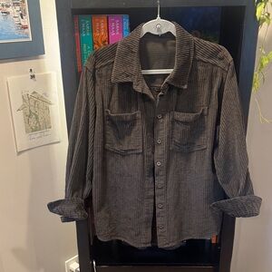 Green Corduroy Button-Up Shirt